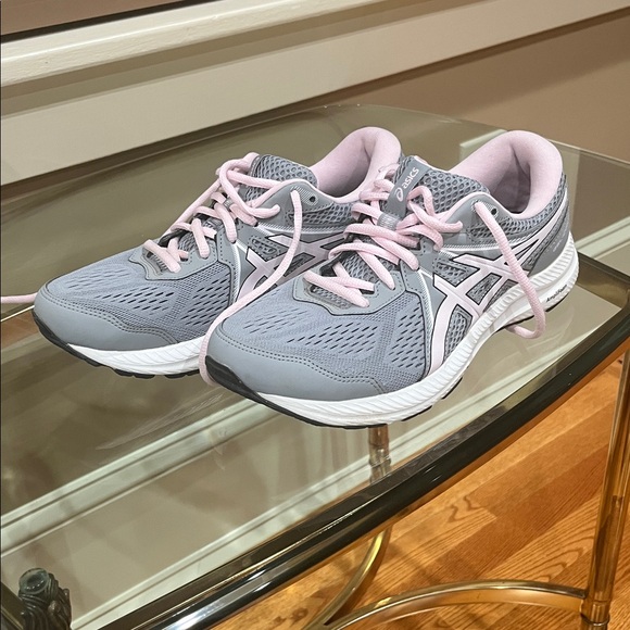 Asics Gray and Light Pink Athletic Sneakers - Picture 1 of 6